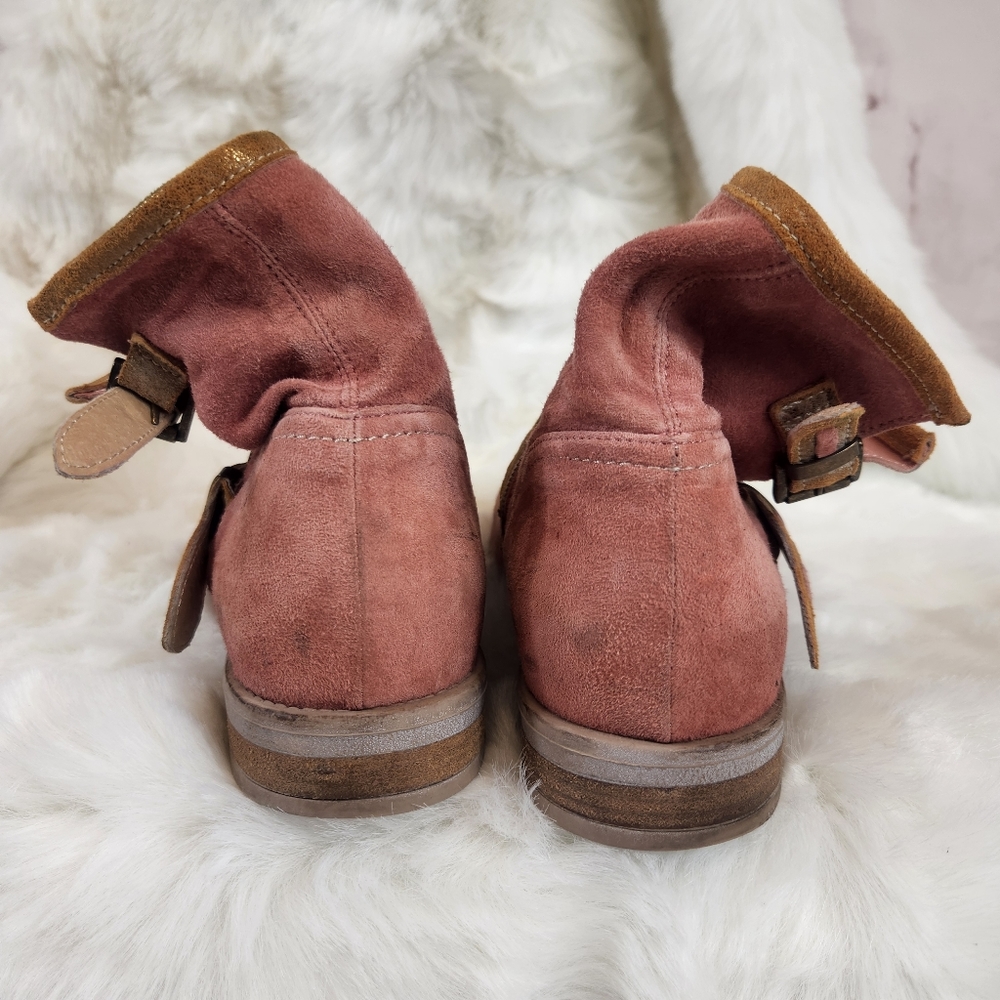 Sundance Suede Zip-Up Gold Buckle Booties - Picture 4 of 16